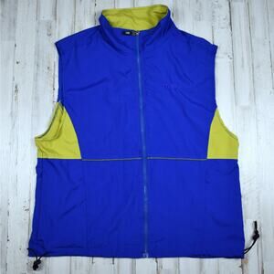 Y2K vintage Asics blue full zip vented running vest jacket size medium gorpcore